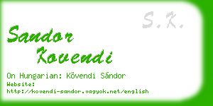 sandor kovendi business card